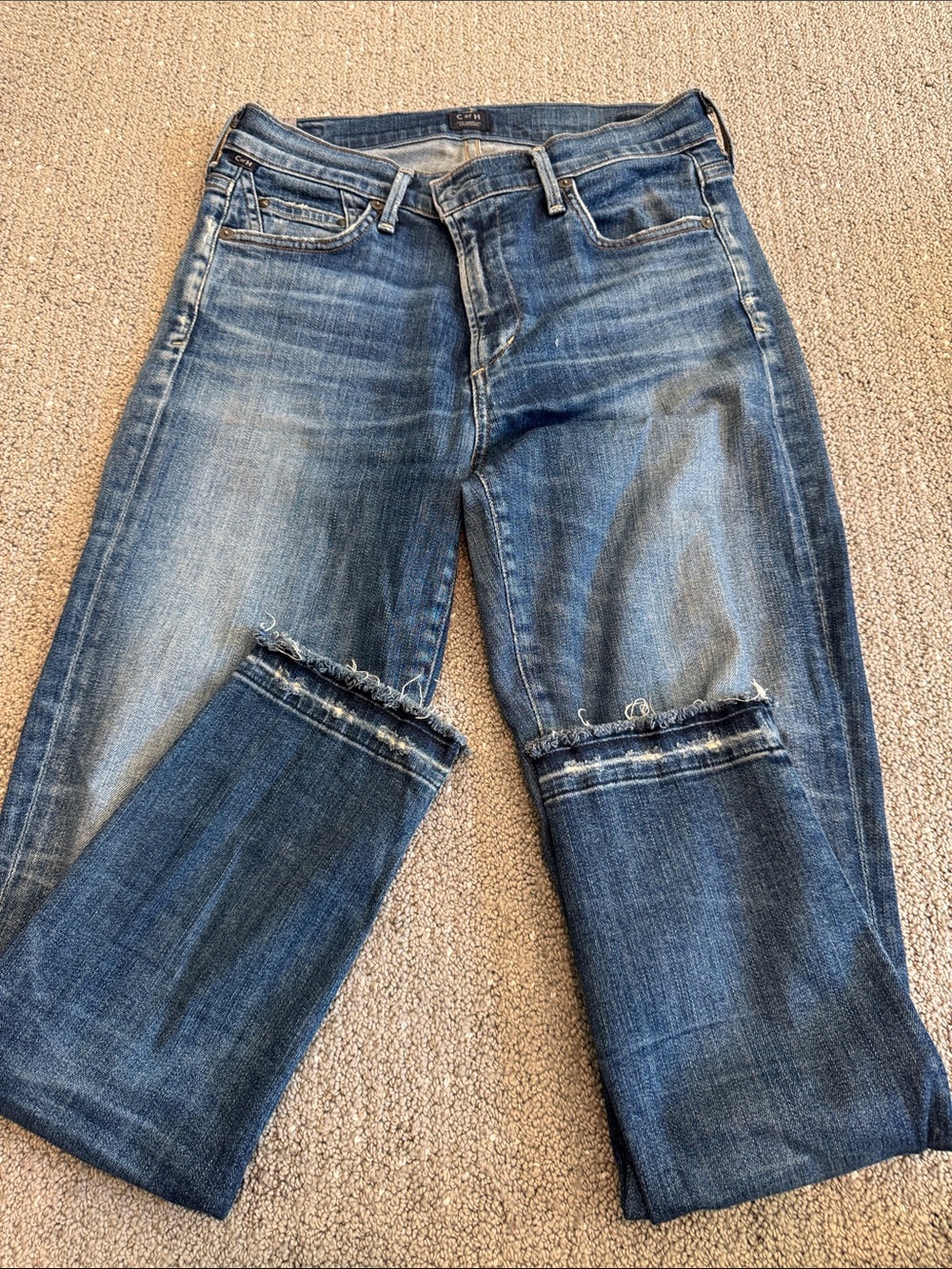 Citizens Of Humanity Blue Distressed Boyfriend Jeans